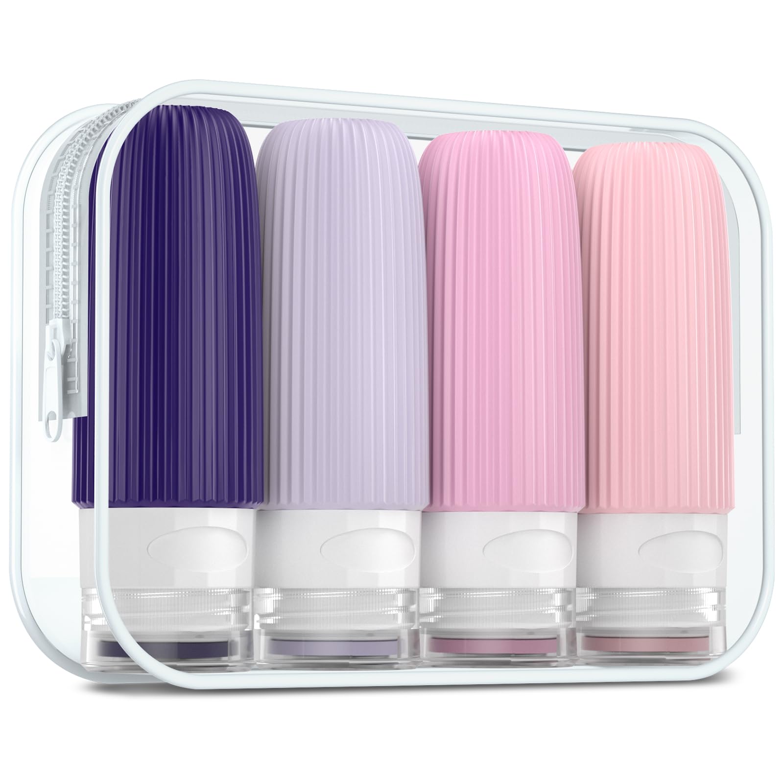 Photo 1 of ***PARTIAL SET (3/4) - PRICE ADJUSTED*** Mrsdry Travel Bottles for Toiletries, Tsa Approved 2oz Travel Bottles, BPA Free Leak Proof Travel Size Toiletry Containers, Refillable Travel Accessories with Toiletry Bag for Shampoo Liquid (4 Pack)