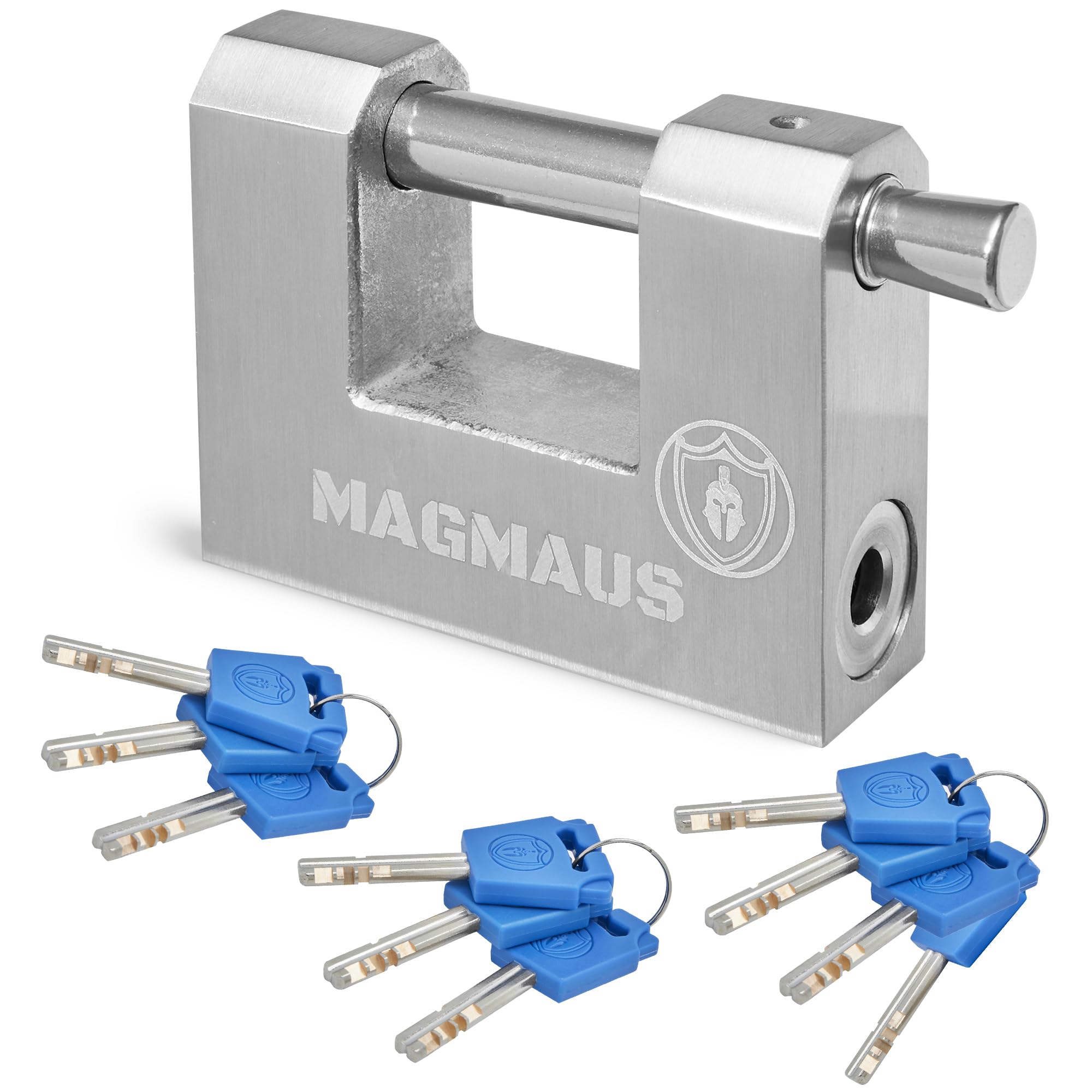 Magmaus® RTX70 [Never-Rust] Heavy Duty Shipping Container Padlock with 10 Keys - [High Security] - Weatherproof Outdoor Lock - [Stainless Steel] - Ideal for Shed, Chain, Gate, Garage