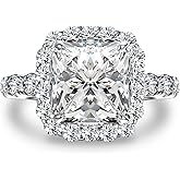 Maxinejewelry 4.5 Carat Cushion Cut Engagement Ring for Women, 5A Cubic Zirconia Promise Ring in S925 Silver