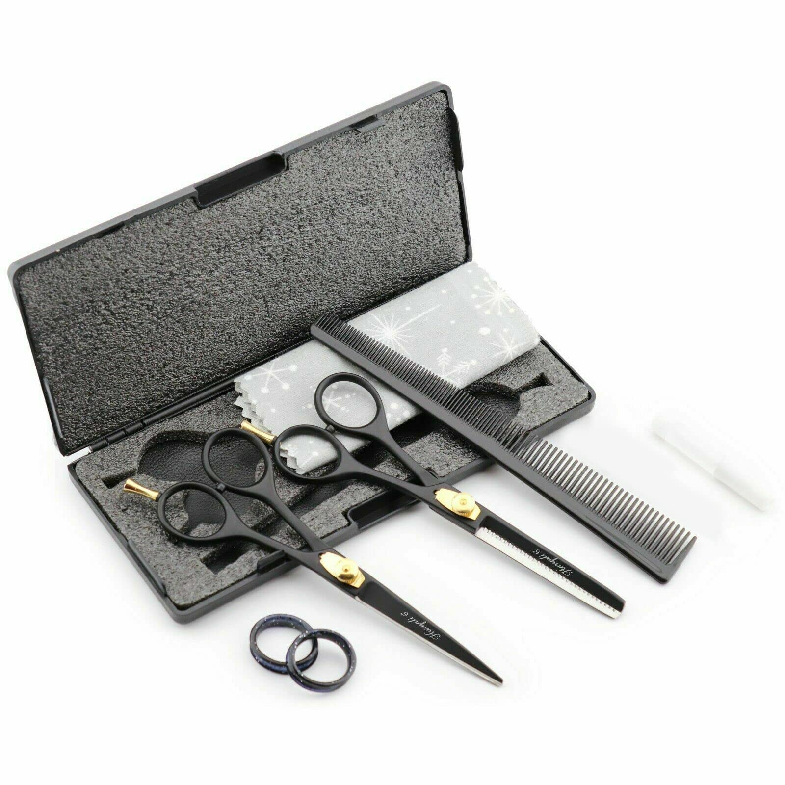 Haryali London Hairdressing Scissors Set - Hair Cutting Scissors - Hair Thinning Scissors - Hairdresser Scissor for Women and Men - Black Scissors for Hair Cutting