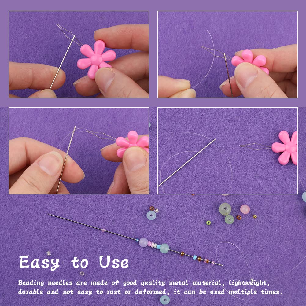 58 Pcs Beading Needles for Jewelry Making, Big Eye Beading Needles Ultra-Thin Stainless Steel Craft Seed Bead Needles, Flexible Eye, Perfect for Beading, Embroidery & DIY Crafts