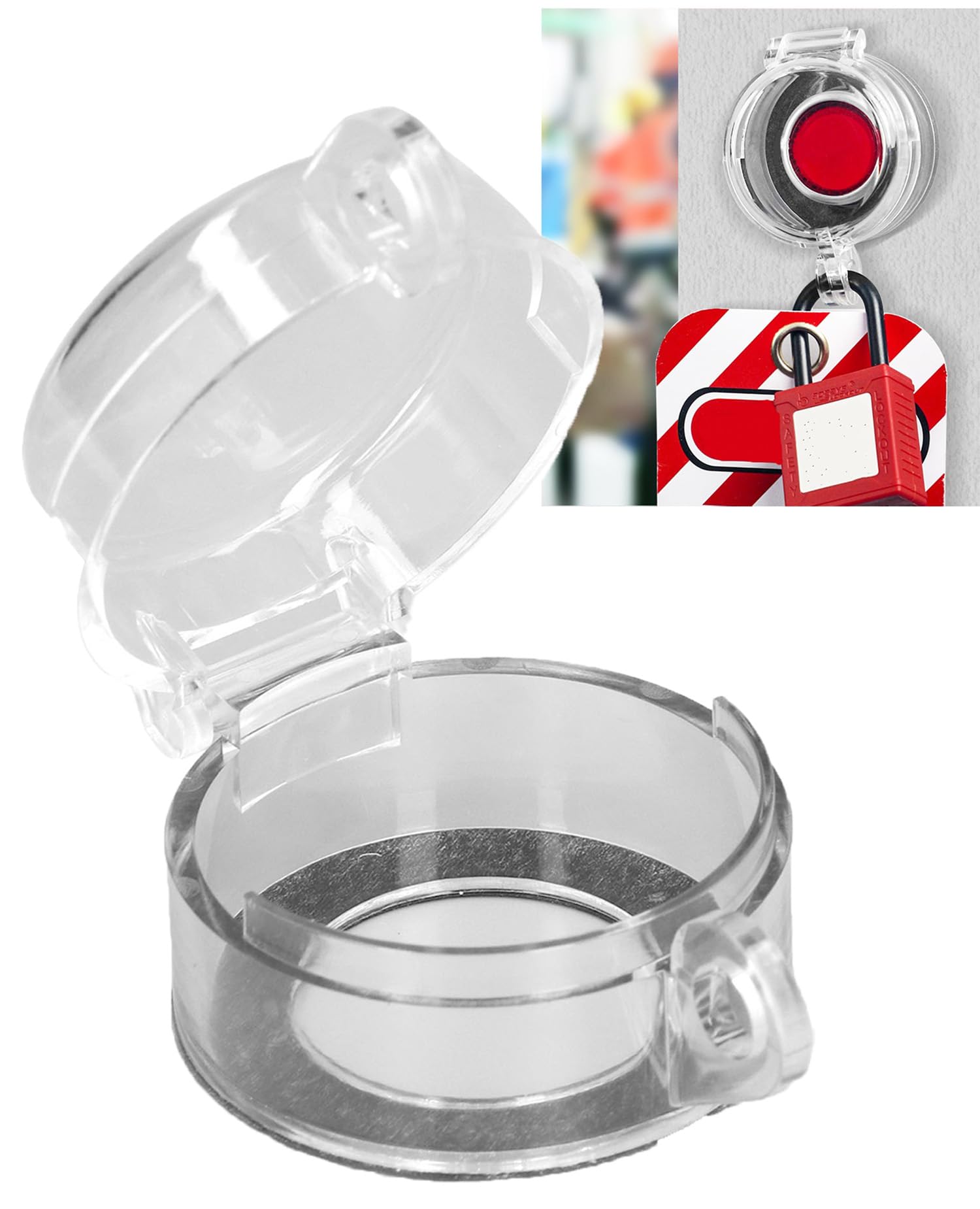 Tefola 30mm Button Protector, Emergency Stop Switch, BS‑02 Transparent Dustproof Round safety Cover for Industrial Chemical