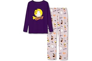 Beezizac Little & Big Girls Neon Tie Dye 2-Piece Long Sleeve Pajamas Outfit Soft Cute Kids PJ Set Size 6-18