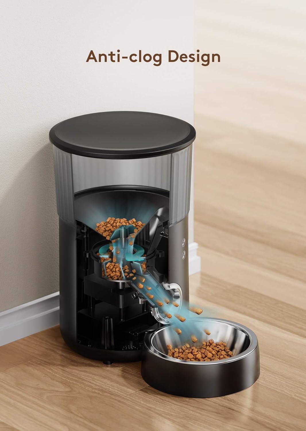 Veken Automatic Cat Feeder, 135oz/4L Dog Feeder Pet Food Dispenser with Programmable Timer, Portion Control 1-5 Meals Per Day, Dual Power Supply & Voice Recorder for Small to Medium Cats Dogs (Black) : Pet Supplies
