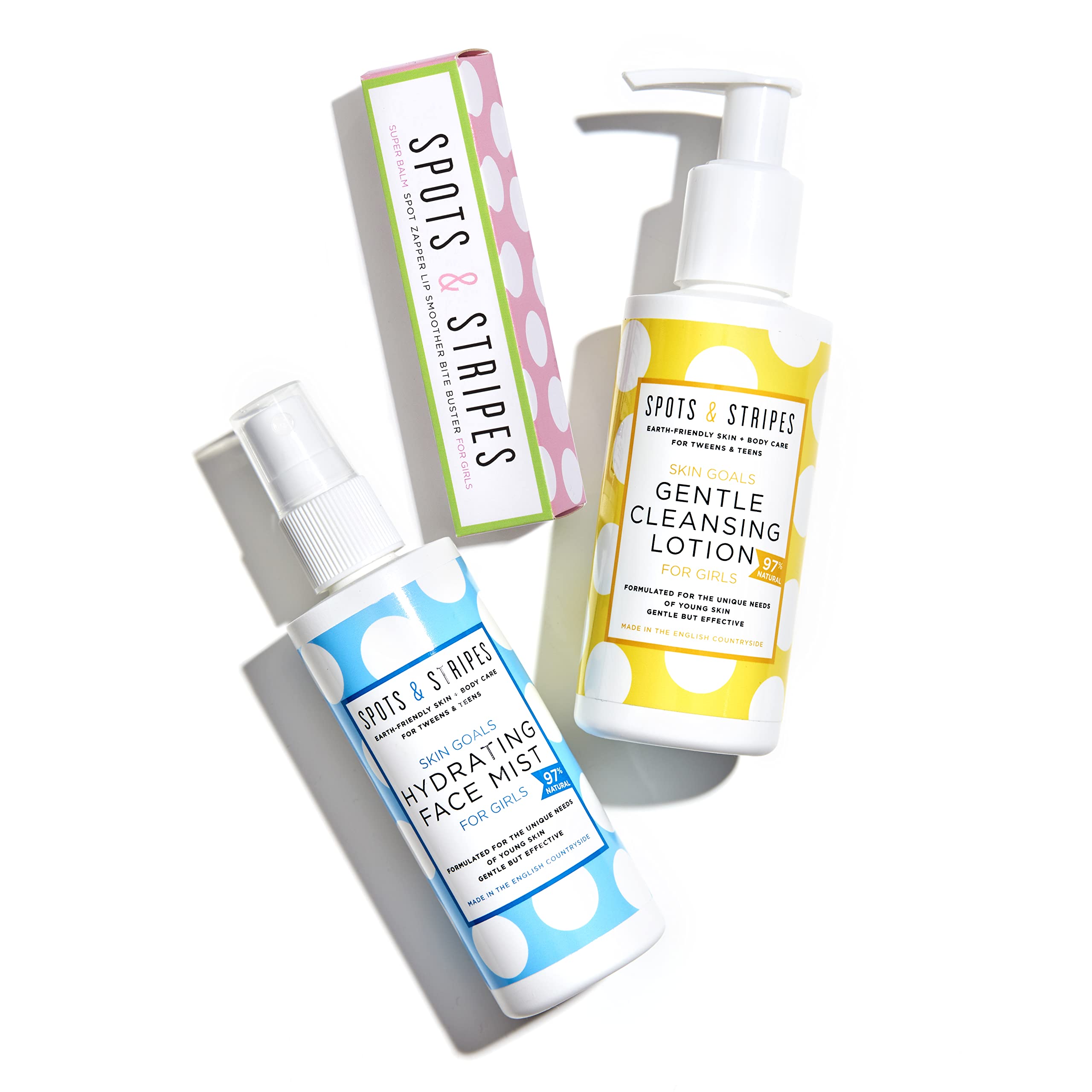 Spots & Stripes - Teen Skincare Essentials for Girls, Effective and Natural Essentials for Teen and Young Skin, with Virgin Coconut, Niaouli and Aloe Vera, Super Gentle