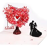 HAIHAUPOD 3D Romantic Pop-Up Anniversary Card for Couple, Love Tree Hearts Couple Love Pop Card for Wife or Husband, Perfect PopUp Wedding Card for Valentine's Day or Anniversary