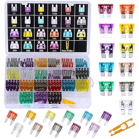 242 Stück Standard & Mini Auto Sicherungen KFZ Sicherungen Set maßgebend Autosicherungen 2A 3A 5A 7.5A 10A 15A 20A 25A 30A 35
