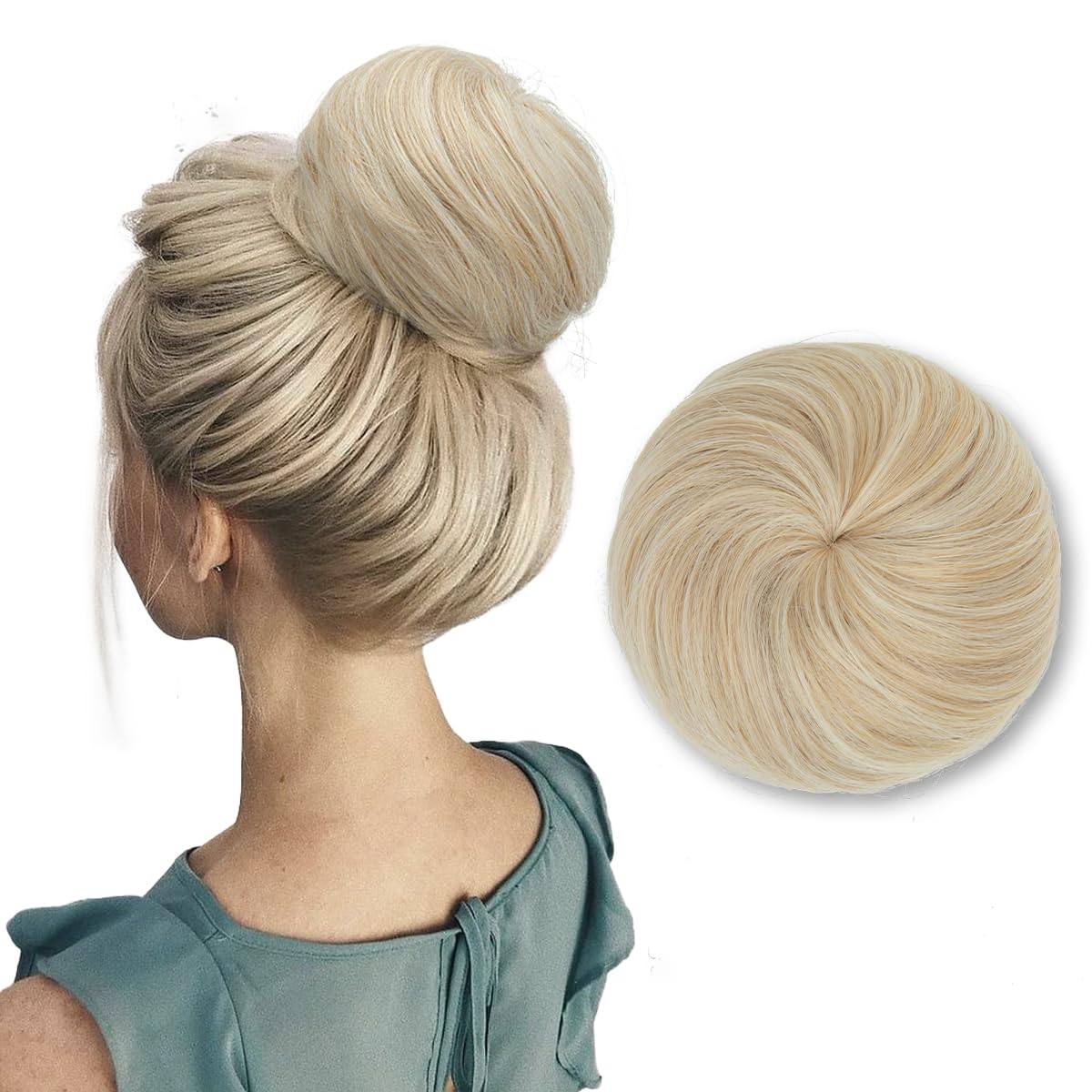 Photo 1 of SARLA Hair Bun Extension Synthetic Drawstring Updo Fake Ballet Bun for Women Lady Donut Chignon Light Champagne