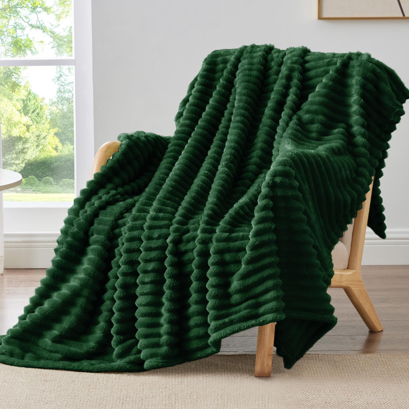 BEDELITE Twin Blanket for Couch & Bed, 300GSM Soft & Warm Fleece Blanket, Decorative and Giftable Striped Forest Green Blankets for Women, Men, 60"x80" Image BEDELITE Twin Blanket for Couch & Bed, 300GSM Soft & Warm Fleece Blanket, Decorative and Giftable Striped Forest Green Blankets for Women, Men, 60"x80" Image