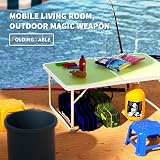Qimu Small Folding Table Lightweight Aluminum Green 60x40x26cm view 2