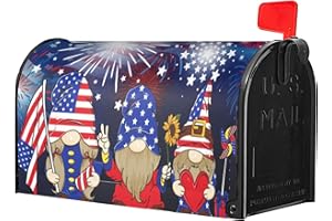 Identiy Cute USA Gnome with Fireworks Mailbox Covers Magnetic Standard Size, Spring Summer Patriotic Magnetic Mailbox Covers for Holiday Outside Yard Decor 18"x21"