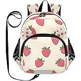 Mini Backpack Child Backpacks Toddler Backpack Travel Bag White Dot Red Strawberry for Kindergarten Elementary Boys Girls