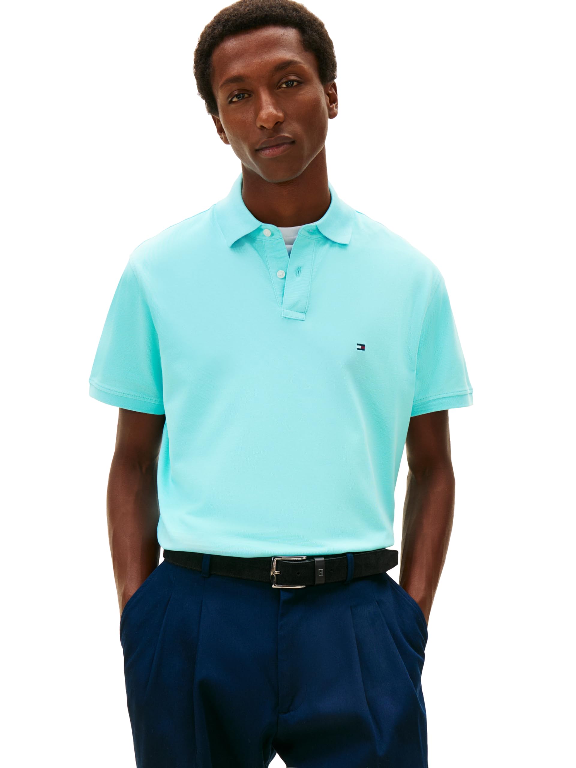 Tommy Hilfiger Men’s 1985 Classic Short Sleeve Polo, DEWY Blue X-Large