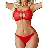 Avidlove Mesh Lingerie Set for Women Cut Out Sexy Bra and Panty Sets 2 Piece Sheer Lingerie