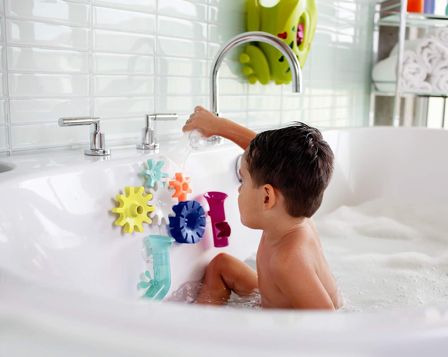 Boon B11375 COGS Building Set (5pcs), Baby Bath, Suction Gears Bathtub Toy, Kids Water Play - Image 3