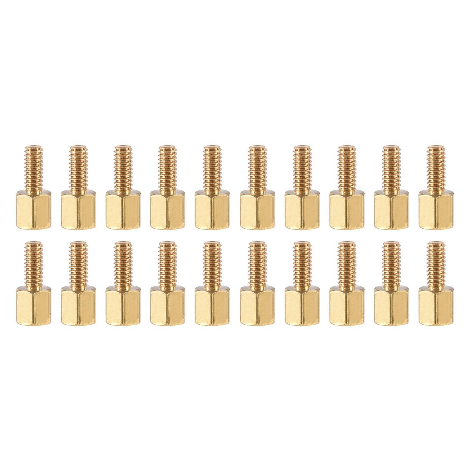 YOKIVE 20 Pcs M2.5 Standoff Screws, Brass Hex PCB Standoffs, Keep Height Consistent, Great for Motherboard (Gold Tone, 6mm+4mm)