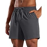 MIER Running Gym Shorts for Men 5 Inch Quick Dry Athletic Workout Shorts with Zipper Pockets, Elastic Waist, No Liner