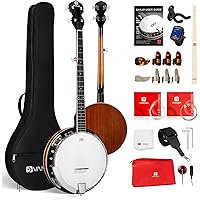 Vangoa 5 String Banjo Full Size Kit, 38 Inch Classic Nylon String Banjo Set (Easier on Fingers), Professional Banjos Bundle w