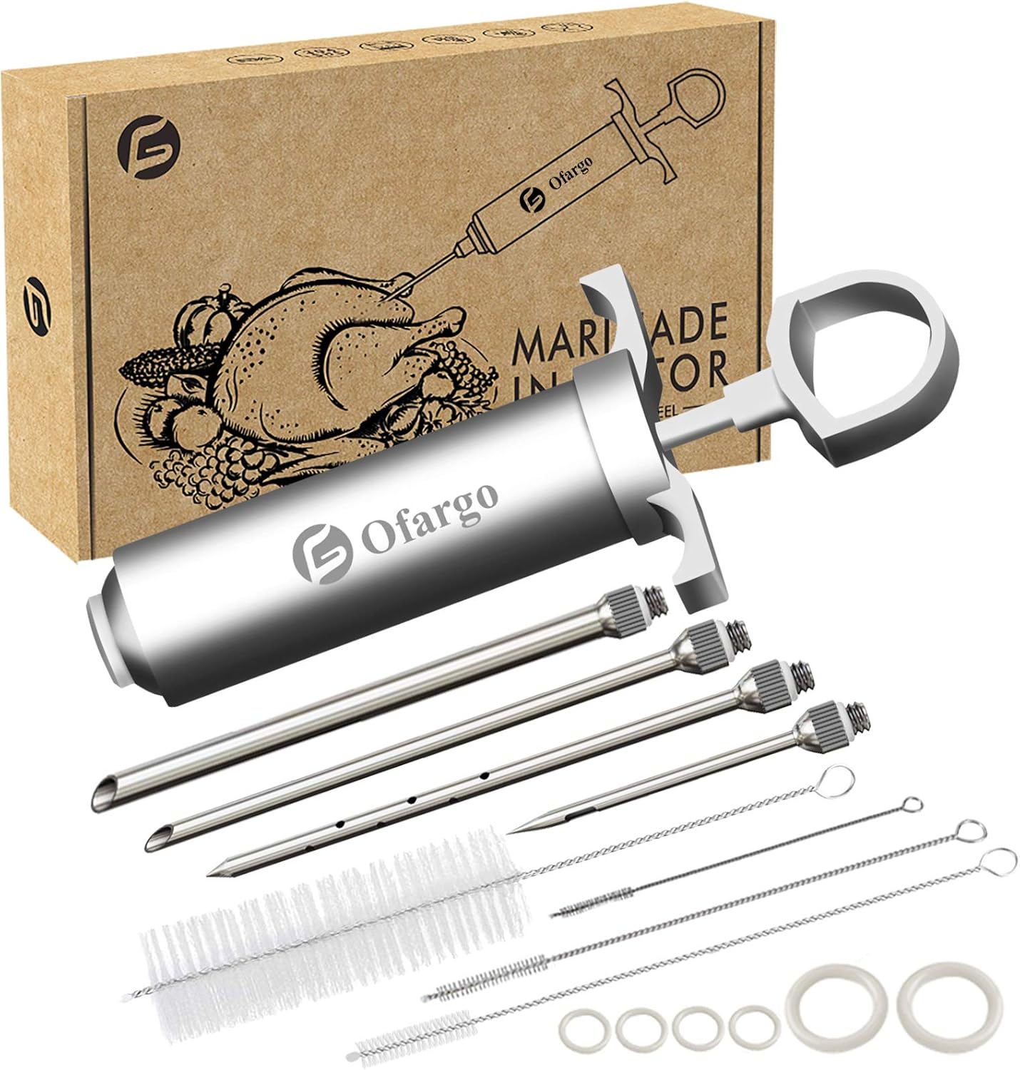 Fleischinjektor-Set Für Marinaden - 30 Ml Spritze, 3 Nadeln Aus Edelstahl, Reinigungsbürste, Ideal Für Truthahn, Grill & Smoker