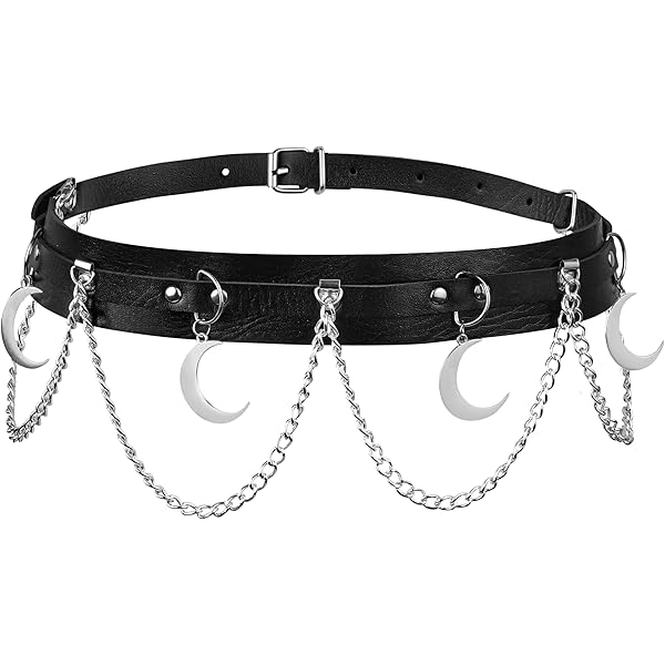 Sacina Black Cross Chain belt, Waist Belly Chain, Gothic