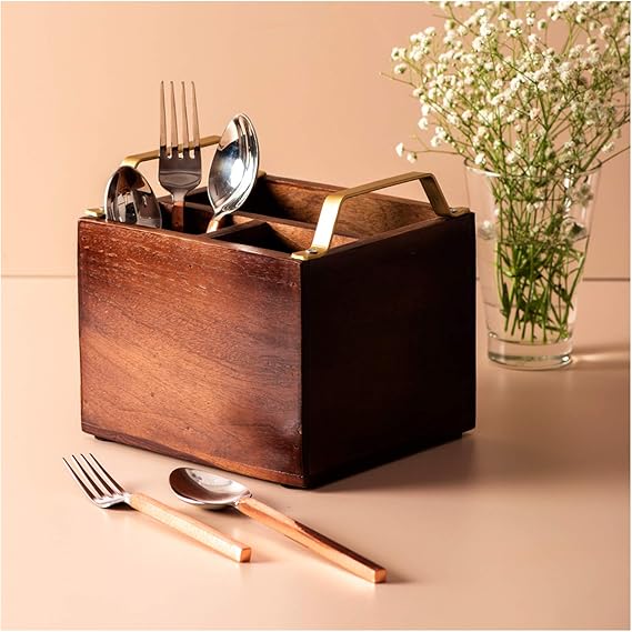 Buy Nestroots Wooden Spoon Stand for Dining Table Cutlery (Spoon