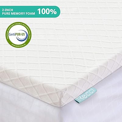 RECCI 2-Inch Memory Foam Mattress Topper with Bamboo Viscose Cover