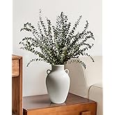 GeLive Matte White Ceramic Jar Vase with Dual Handles, Handmade 10 Inch Waterproof Rustic Farmhouse Pitcher Vase for Table Centerpiece, Flower Arrangement Home Decor