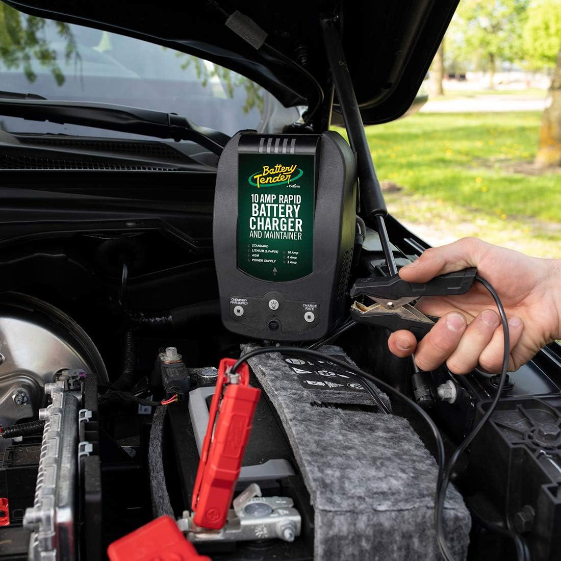 Battery Tender 12V, 10 AMP Rapid Battery Charger: 6A and 2A Selectable Chemistry Battery Charger and Maintainer, Built-In Wi-Fi and Power Supply – 022-0229-DL-WH: Automotive