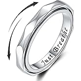SOLOLIKE Anxiety Ring for Women: Geometric Sterling Silver Fidget Jewelry Polished Spinner Band Rings 3mm Stackable Rhombus Spinning Rings Anti Stress Relieving Jewelry Gifts