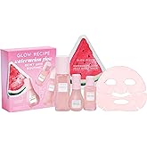 Glow Recipe Watermelon Glow Dewy Skin Routine Kit - Full Size Dew Drops Serum, Full Size Pink Juice Moisturizer, Travel Size PHA+BHA Pore-Tight Toner & Watermelon Jelly Sheet Mask (4 Count)