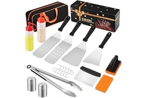 VALOHO Griddle Accessories Kit for Blackstone,19Pcs Flat Top Grill Accessories Set for Camp Chef,BBQ Spatula Set with Scraper for Outdoor Grill Camping Cooking