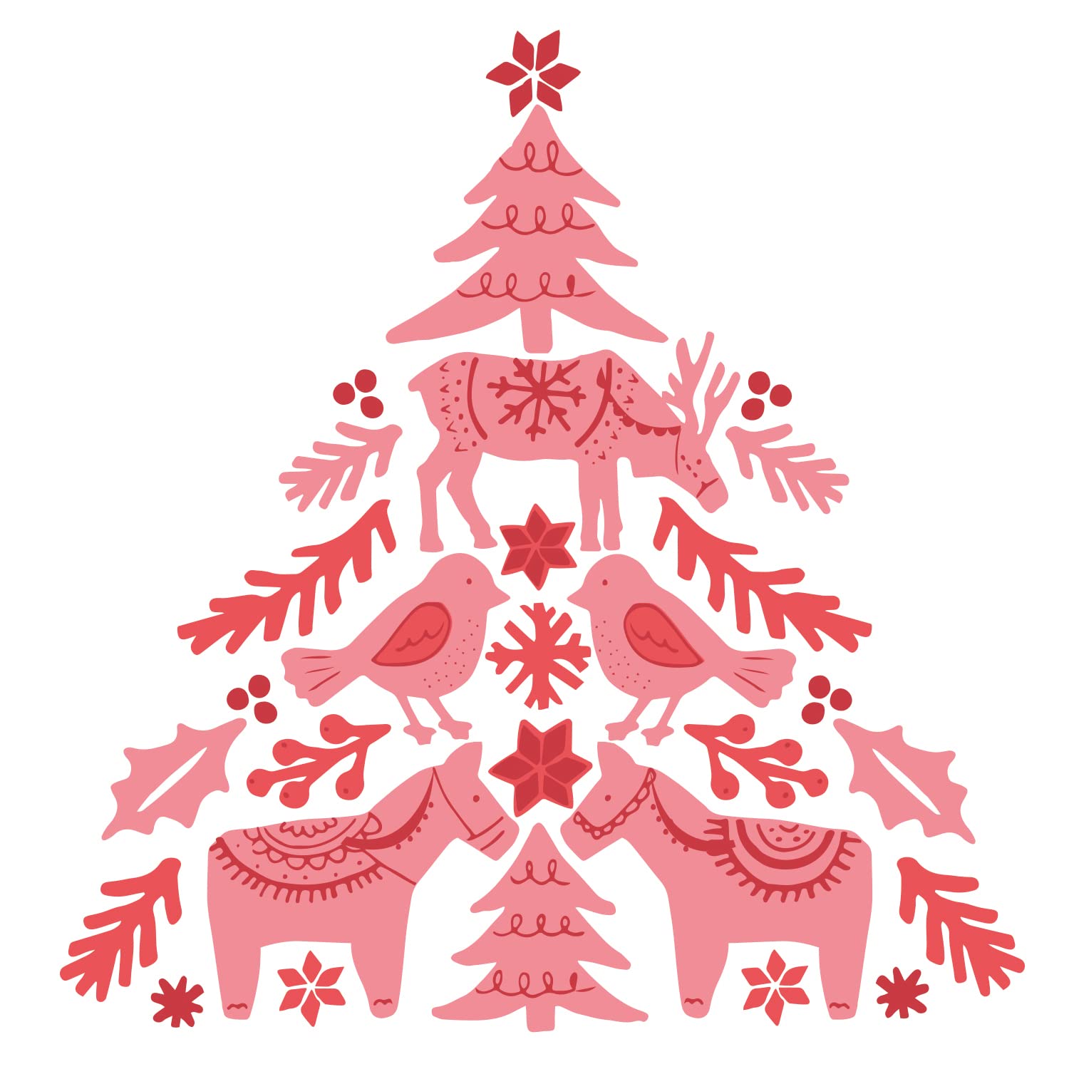 Sizzix Layered Clear Stamps 3PK Folk Tree by Olivia Rose, One Size, 664934