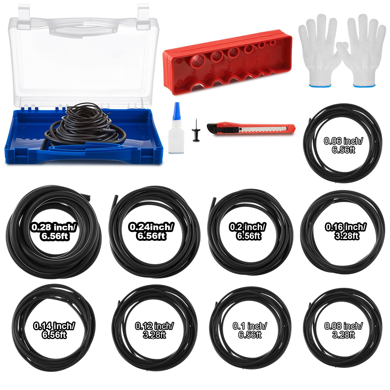 Photo 1 of Nuanchu Buna-N O Ring Splicing Kit Standard Rubber O Rings Assortment 70a Durometer with 10 Pcs Various Sizes Rubber Strips Strip Knife Glue Clamp Gloves for Automotive Faucet Hydraulics Scuba (Blue)