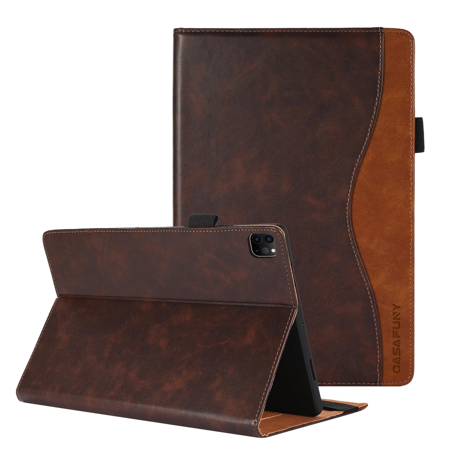 CASAFUNY Case for iPad Pro 12.9 inch 2022 Tablet Cover, Shockproof Protective Case with Stand, Brown — image 1