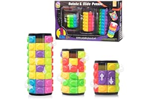 R.Y.TOYS Fidget Toys for Adults/Teens/Boys/Girls,Magic Cube Puzzle,Brain Teasers,Cylinder Rotate&Slide Logic Toy for Kids Chi