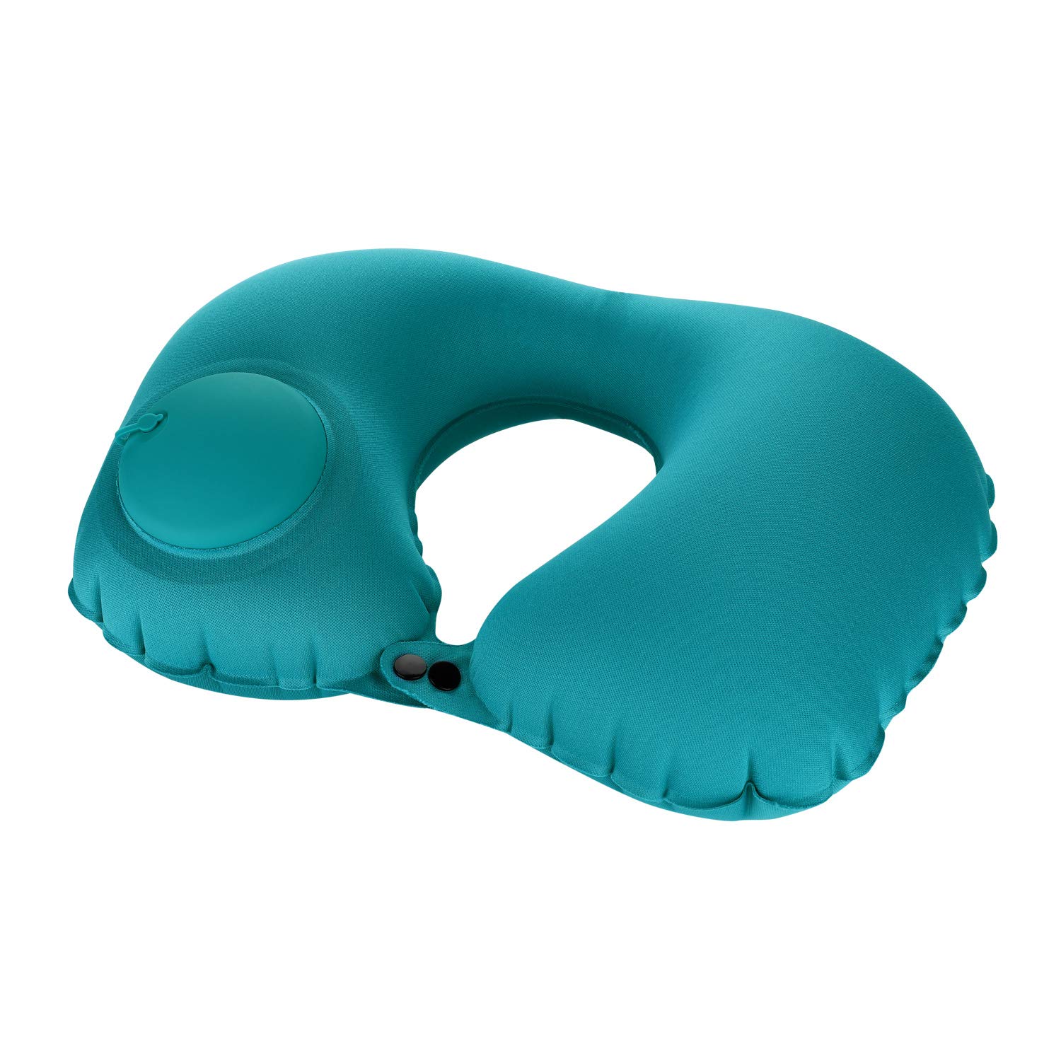 Inflatable Neck Pillow U Shape Travelling Neck Support Milk Silk Soft Airplane Cushion for Car Train Camping Office Napping with Press Button Storage Pouch