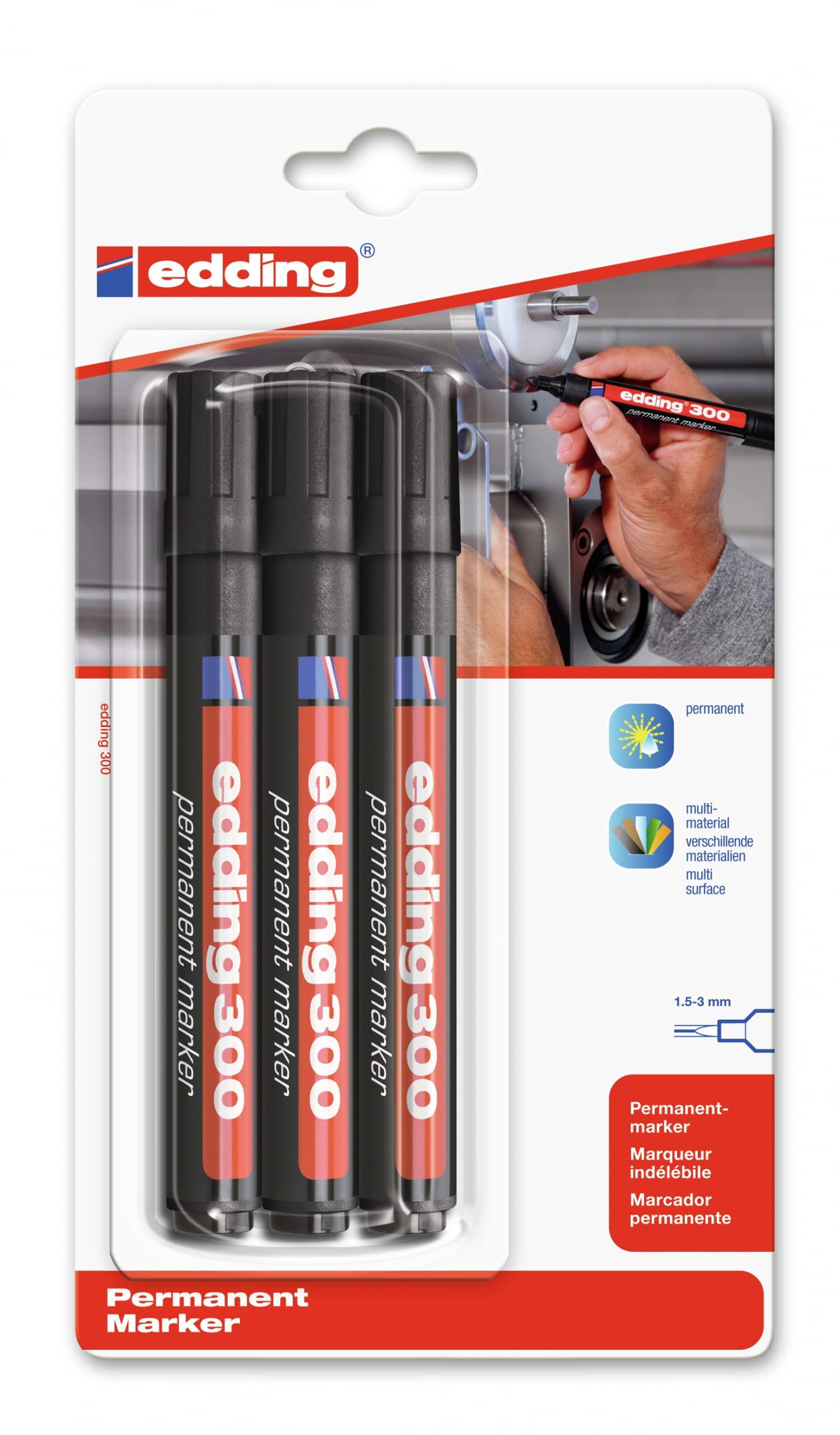 E-300/3 BL Professional Permanent Marker, Black