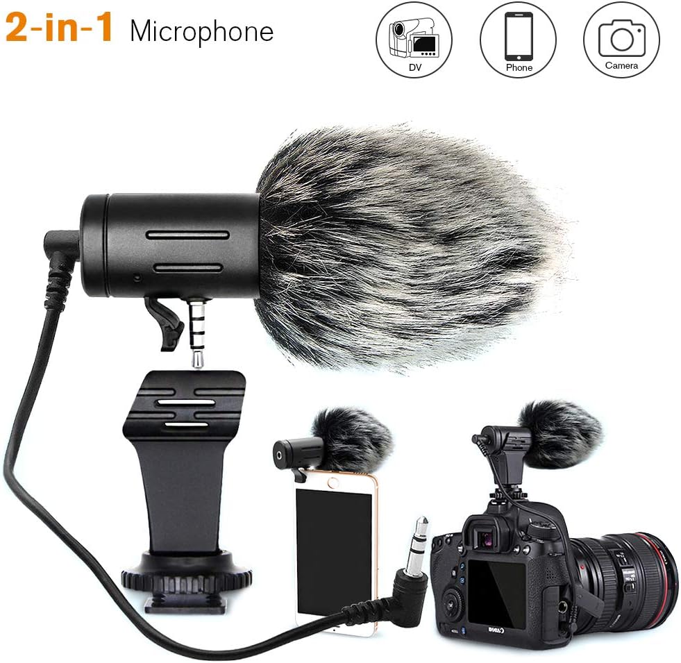 Video Microphone, Photography Interview MIC Microphone Compatible,DSLR Cameras, Camcorders. (3.5mm Interface) (MIC-06)