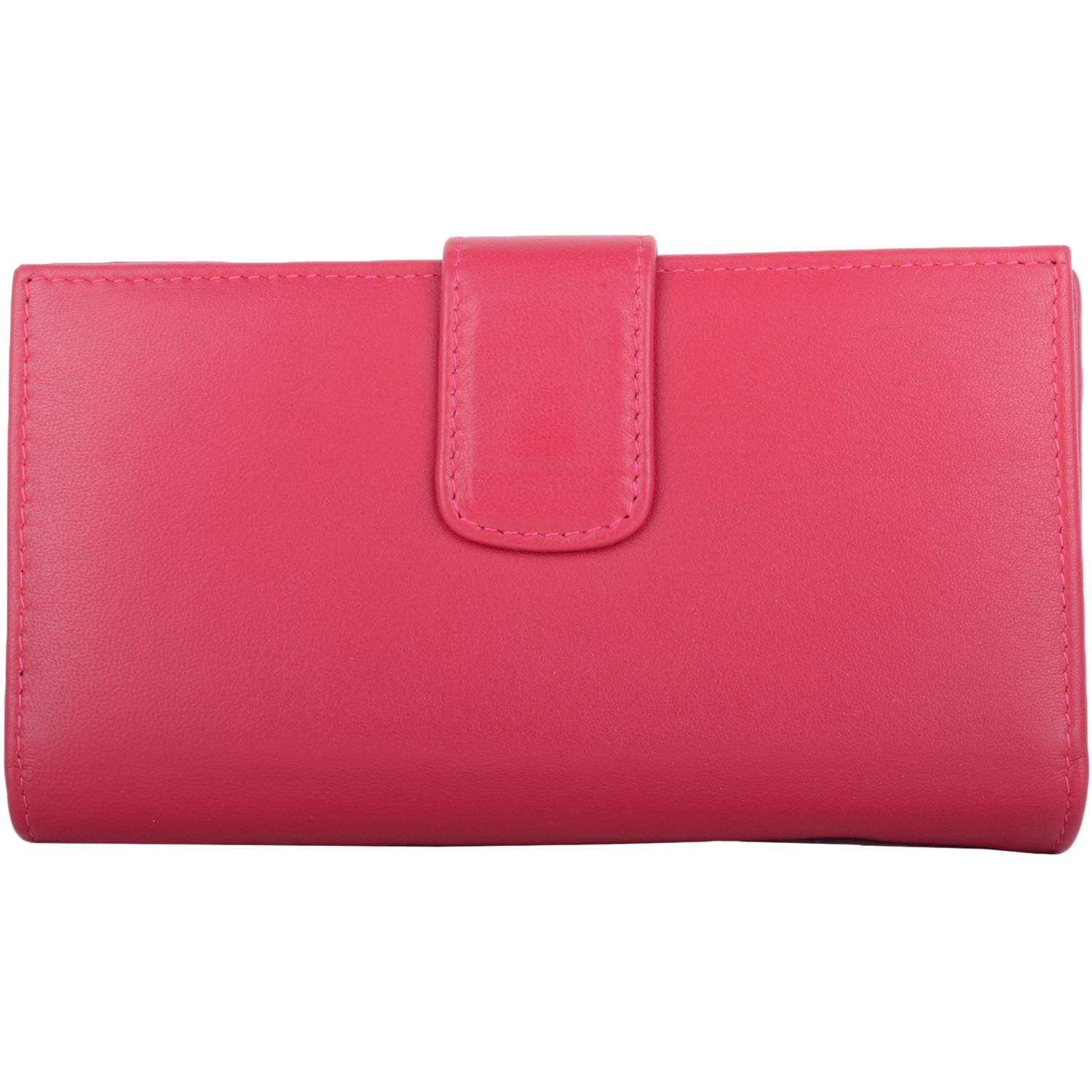 Valita Womens Super Soft Leather RFID Protected Multi Functional Purse with Contrast Colout Panel - Pink/Stone