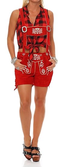Gennadi Hoppe Damen Trachten Shorts Ledershorts Oktoberfest Lederhosen
