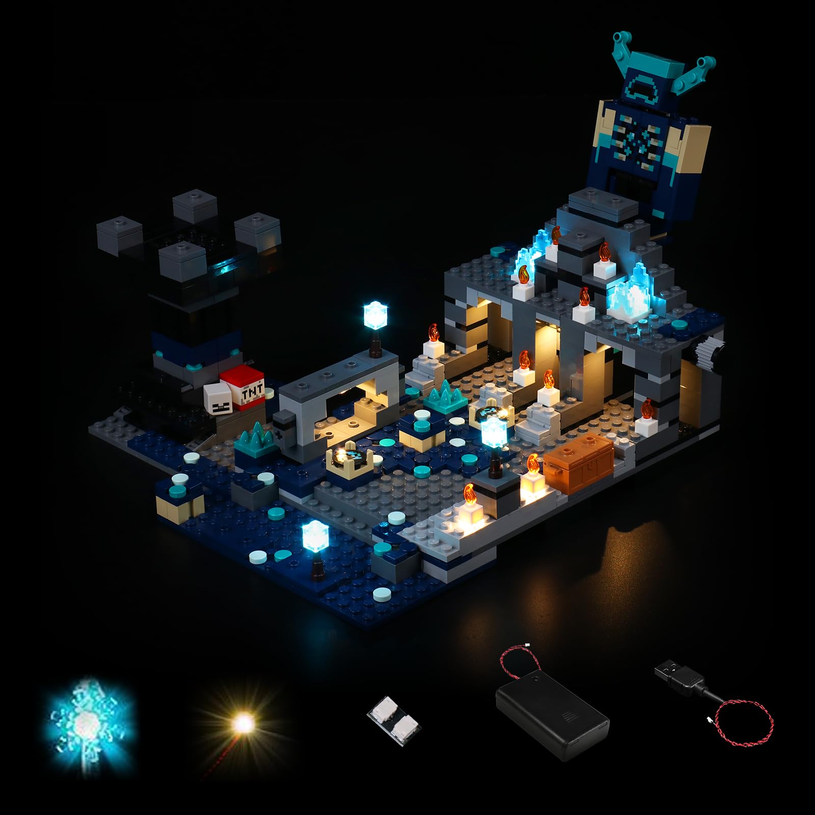 LocoLee LED Light Kit Compatible with Lego Minecraft Deep Dark Battle 21246 (NO Model, Only Light kit), Light Compatible with Lego 21246 The Deep Dark Battle for Fans-NO LEGO's with Light Kit