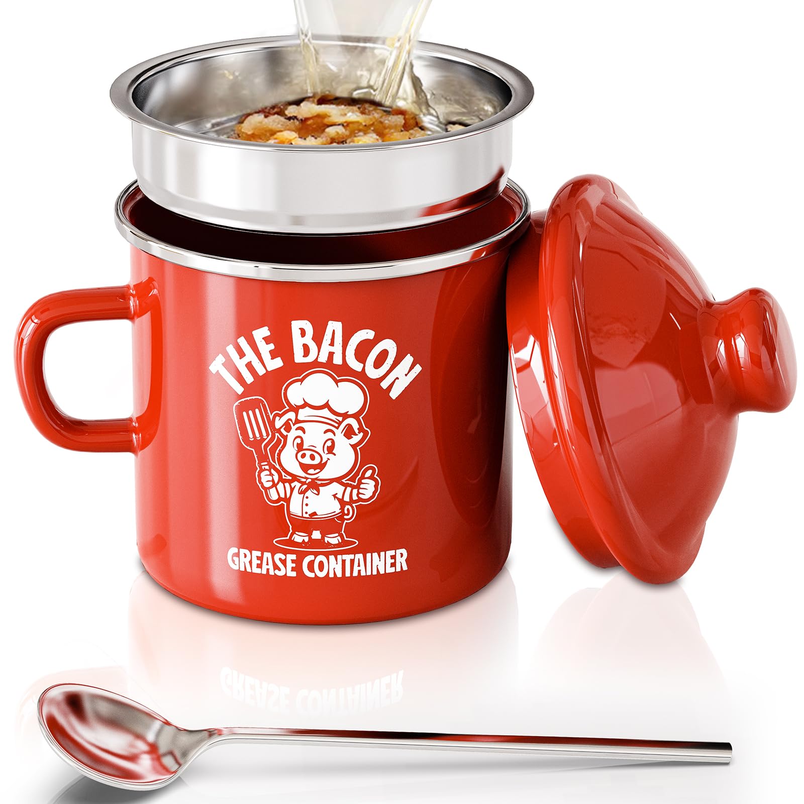 PGYARD Mini Bacon Grease Saver With Strainer - 15OZ