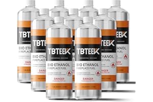 TBTeek Bioethanol Fuel - Clean Burning, Smokeless Bio Ethanol Fuel for Indoor & Outdoor, Renewable Fire Fuel, 9 x 1 Liter