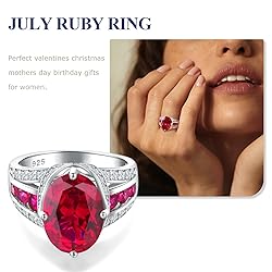 AGRULE Big Ruby Ring for Men Women 925 Sterling