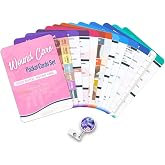 Wound Care Nurse Essentials Badge Cards with Reel, 12 PVC Pocket Guide &amp; Measurement Tools, Pressure Ulcer Staging, Dressing Selection &amp; Charting Reference for Home Health &amp; Hospice Nurse