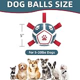 HETOO Soccer Ball Dog Toy with Straps 5 Inch PU Ball for Small Dogs Red Blue view 5
