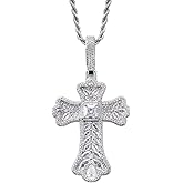 LuxeFlex Gothic Colorful Iced Out Cross Pendant with 20" Stainless Steel Rope Chain, Heavyweight Oversized Design, 14K Gold Plated, 5A CZ Stones, Hip-Hop Religious Jewelry for Men & Women