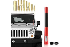 Miytsya 1.5x12CM Short Automotive Antenna with 8 Screws and 2 Spacers, Internal Copper-Coil, Carbon Fiber Polished Finish, Universal for Car and Truck Vehicle (Red)