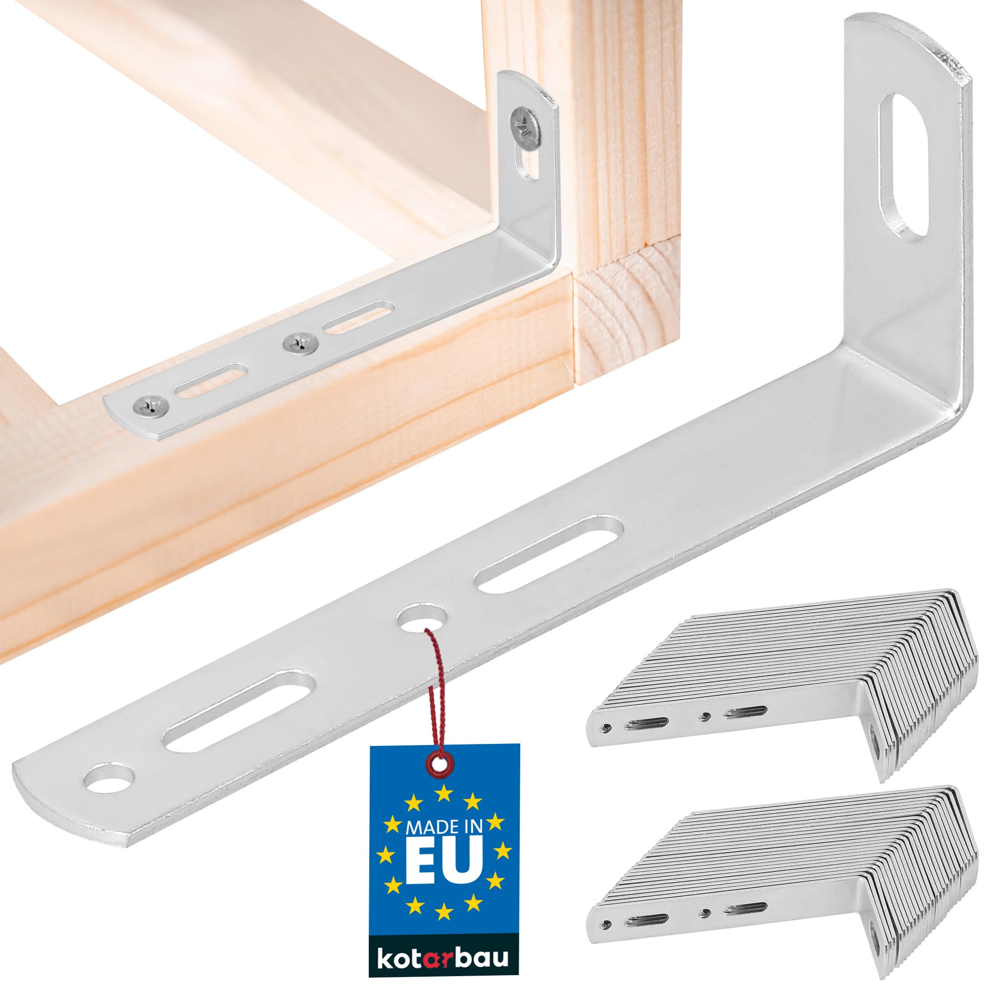 KOTARBAU Wall Mounting 90 x 35 x 15 mm Steel Tilt Protection Construction Angle Cabinet Fixing Furniture Connector Galvanised Wood Connector Mounting Angle, silver, 90 mm x 35 mm x 15 mm