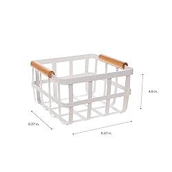 Simplify Square Metal Storage Basket with Bamboo